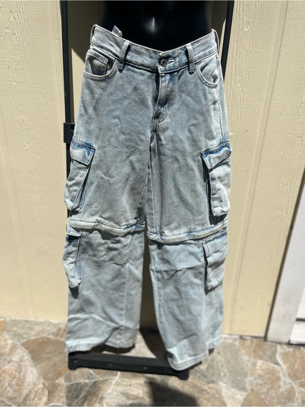 PacSun Light Wash Wide Leg Cargo Pants
